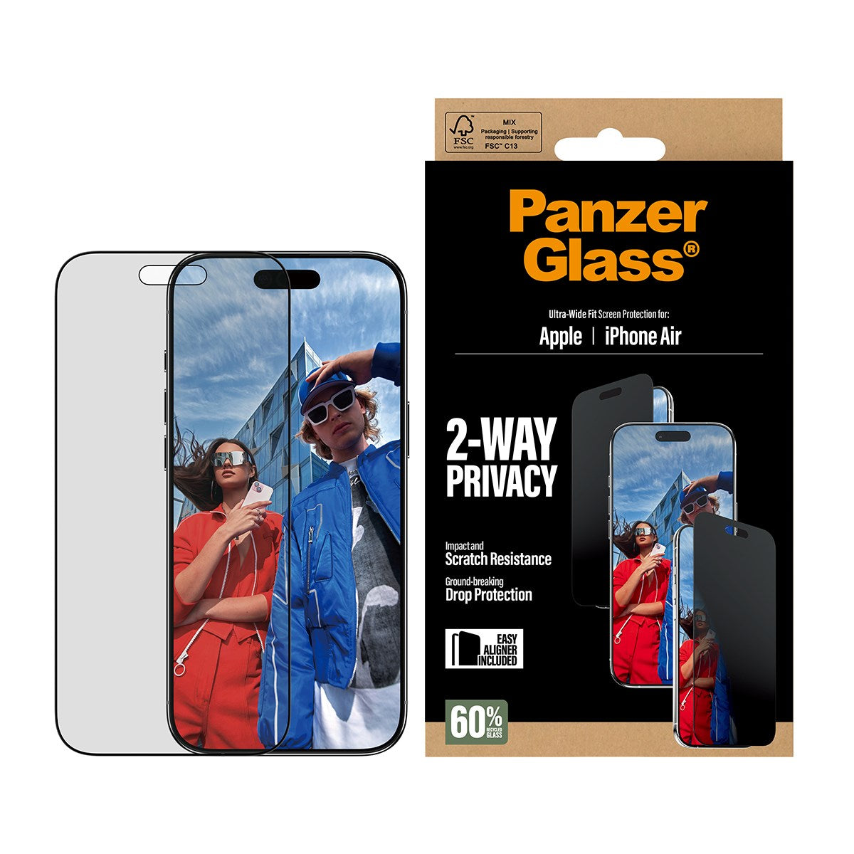PanzerGlass® 2-Way Privacy Displayschutz iPhone Air | Ultra-Wide Fit m. EasyAligner